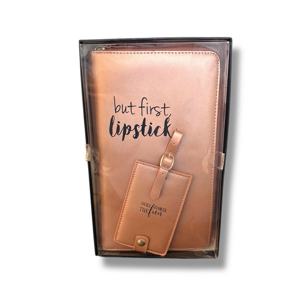 Bon Voyage Travel Wallet & Luggage Tag Set – Rose Gold – NWT